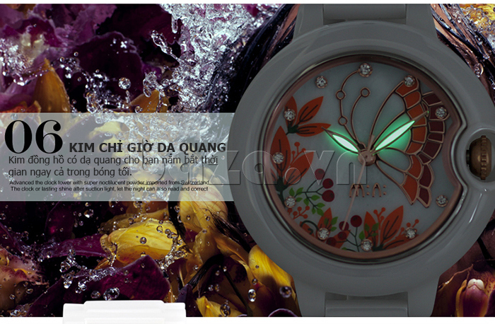 Đồng hồ nữ Mini MN1099 cánh bướm mùa xuân thiết kế thêm kim chỉ giờ dạ quang 
