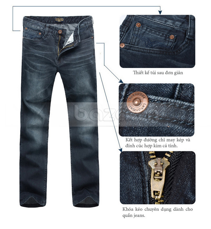 Quần Jeans nam Lehondies ống đứng thiết kế đơn giản mà cá tính