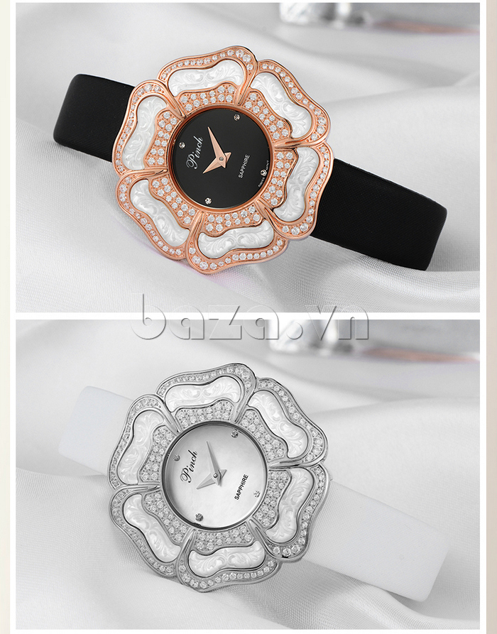 Đồng hồ nữ " Đồng hồ nữ mặt hình hoa 6 cánh thời trang Pinch L9502 "  tô điểm đôi tay xinh xắn