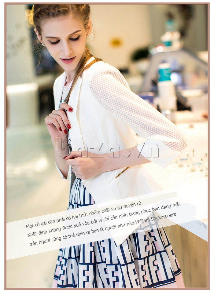 Áo blazer nữ tay lưới Xing-Y X150366013 quyến rũ