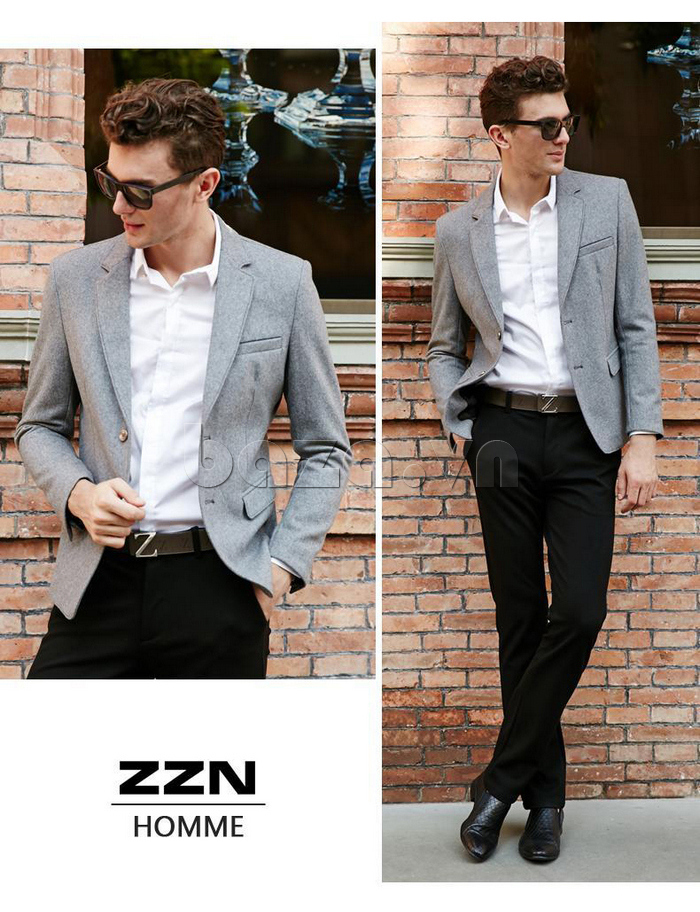 áo vest nam lông cừu ZZN A334505 màu xám cực trẻ trung và phong cách