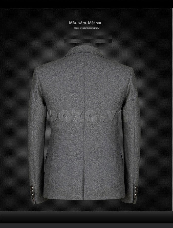 áo vest nam lông cừu ZZN A334505 màu xám mặt sau