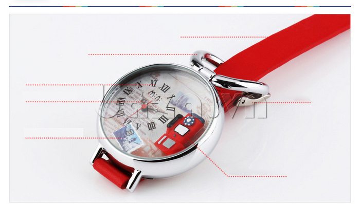 Đồng hồ nữ Mini MN926 một dây màu đỏ hài hòa với đường nét của sản phẩm 