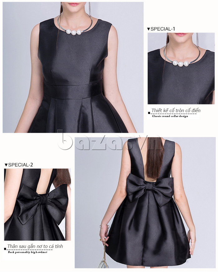 Váy đầm nữ hở lưng màu đen Eshlley CD0109