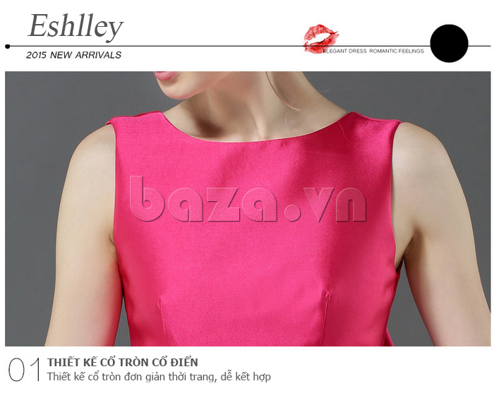 Váy xòe hở lưng Eshlley CD0109 thiết kế cổ tròn cổ điển
