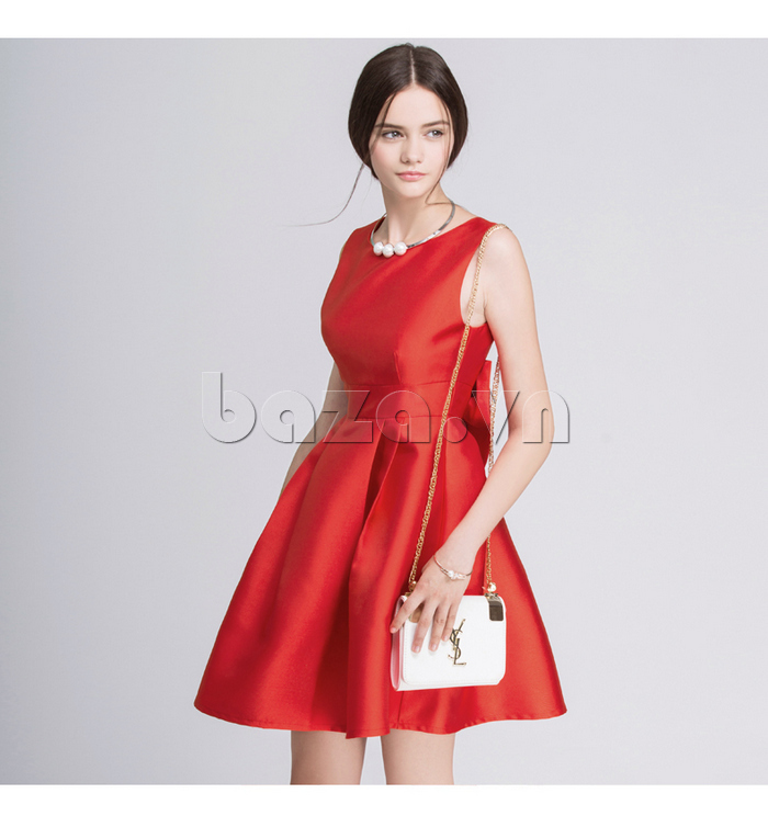 Váy đầm nữ hở lưng Eshlley CD0109 đỏ son sang trọng