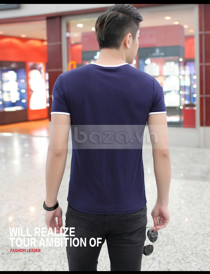 Áo T-Shirt nam tay ngắn body, kiểu dáng Hàn Quốc màu tím sang trọng 