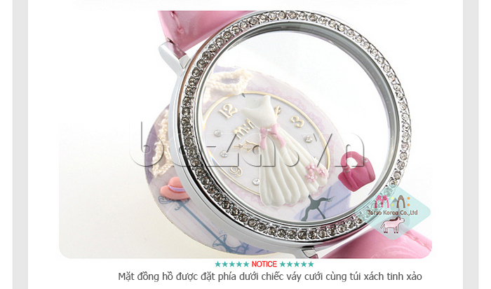 Đồng hồ nữ Mini MNS1039 thời trang đáng yêu thiết kế họa tiết túi xách và váy sang trọng 
