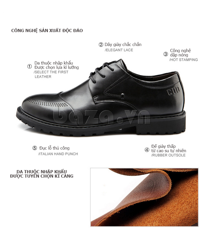 giày da nam thời trang CDD F2100 làm từ da thuộc nhập khẩu