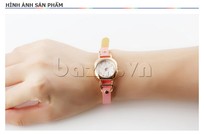 Thiết kế chiếc đồng hồ nữ Mini khá thanh mảnh, phù hợp với dáng tay bạn gái