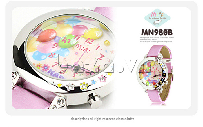 Đồng hồ nữ Mini Happy Birthday núm điều chỉnh thời trang 