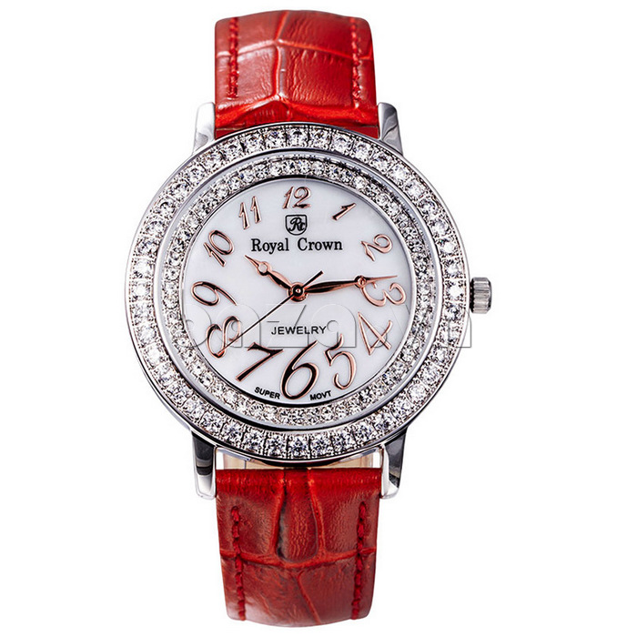 Đồng hồ nữ thời trang Royal Crown dây da đỏ