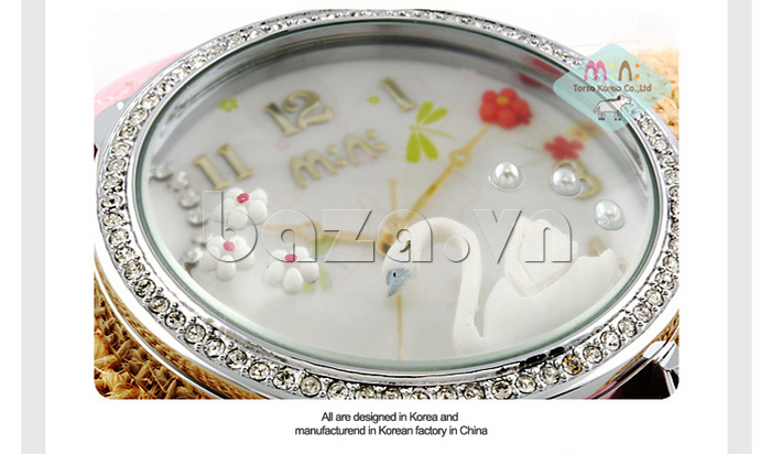 Đồng hồ nữ Mini Thiên nga trắng mặt tròn cổ điển và đẹp bền bỉ theo thời gian 