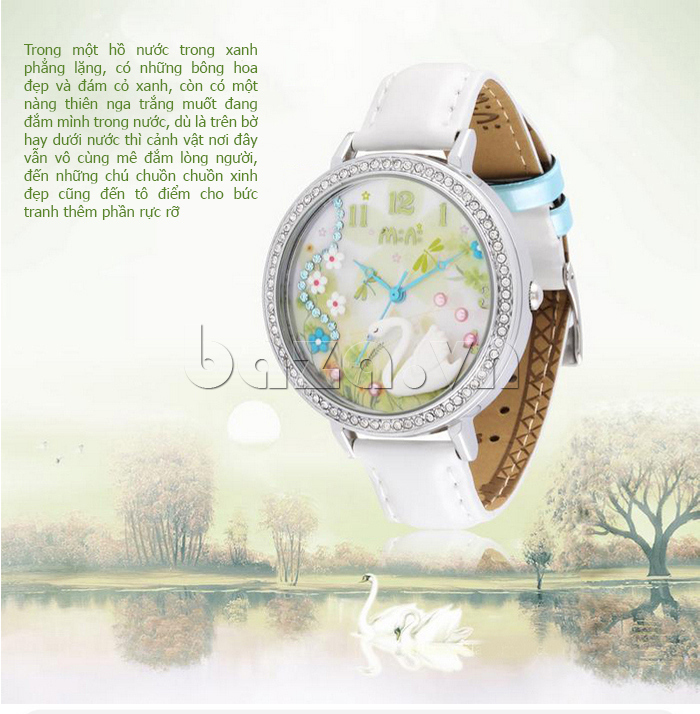 Đồng hồ nữ Mini Thiên nga trắng nổi bật