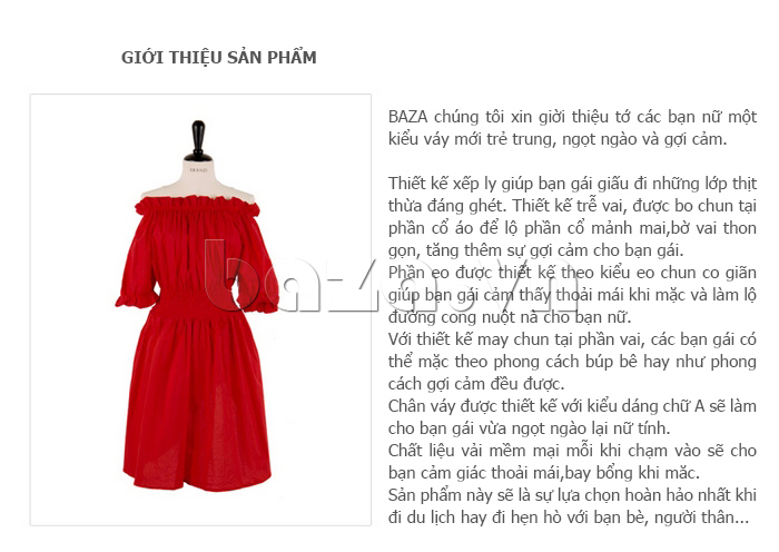 Đầm liền nữ trễ vai chun eo Eranzi WEE201106 thiết kế đẳng cấp