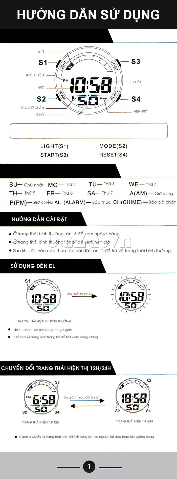 Đồng hồ thể thao PASNEW PSE-332 hướng dẫn sử dụng đơn giản 