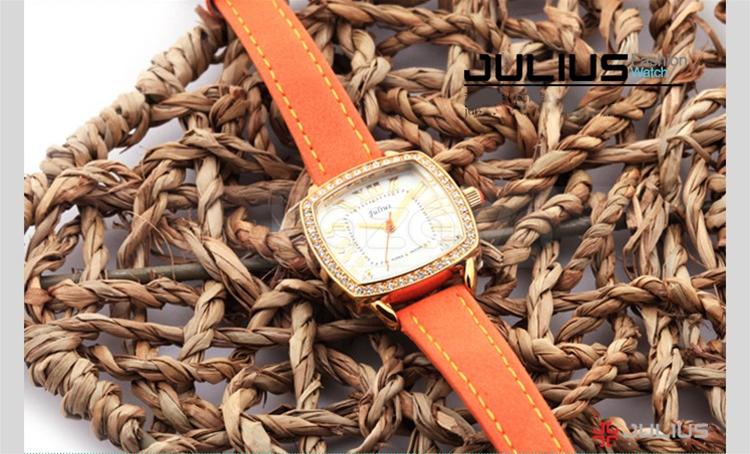 Đồng hồ nữ Julius JA630 phiên bản dây đeo da màu cam