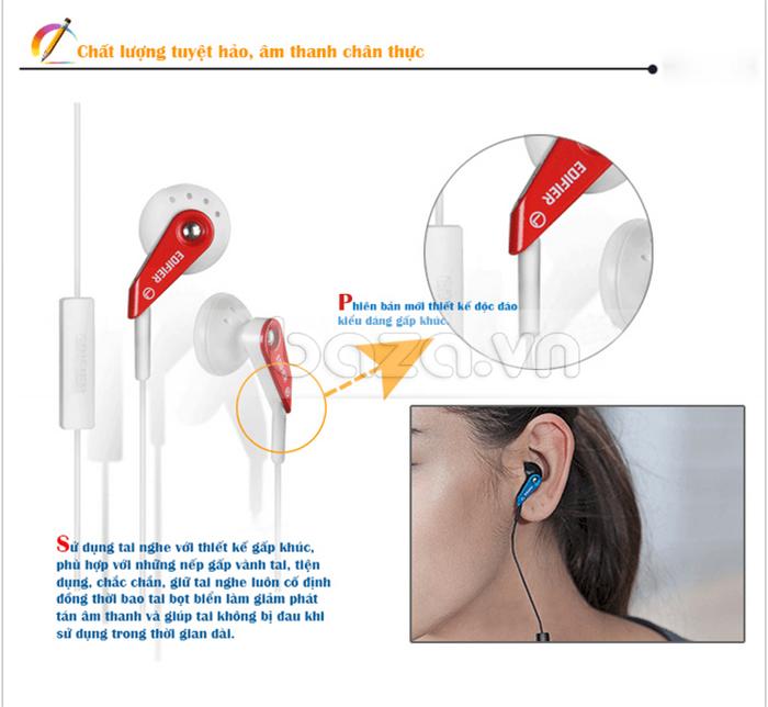 Tai nghe điện thoại Edifier H185P sử dụng tai nghe thiết kế gấp khúc