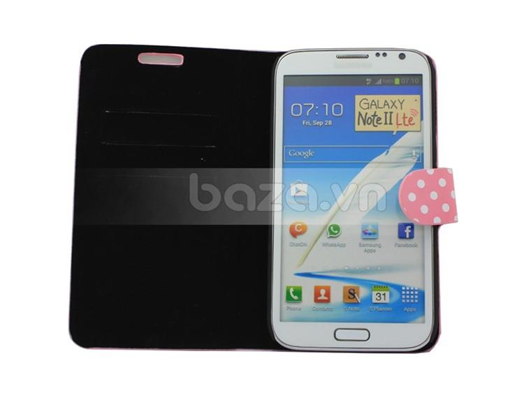 Baza.vn: Ví da Samsung Galaxy Note II Chấm Bi