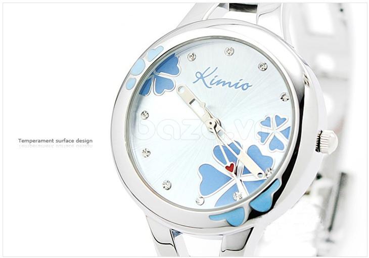 Baza.vn: Đồng hồ vòng tay KIMIO họa tiết hoa gắn kim cương thời trang