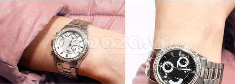 Đồng hồ nữ Casima SP-2903 có hai phiên bản mặt đen và mặt trắng