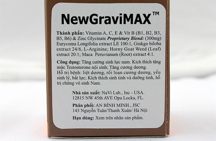 Thành phần của NewGraviMAX - Thảo dược trị liệt dương, bất lực, xuất tinh sớm