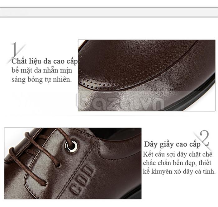 Giầy da nam thời trang CDD 19608 thiết kế dây giày đánh sáp