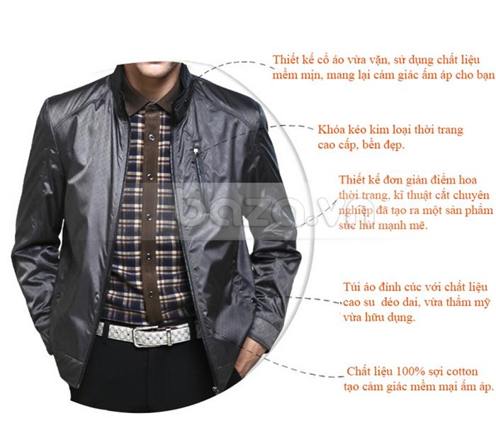 Áo khoác nam Nleidun họa tiết trơn thiết kế đơn giản nhưng toát lên phong độ đàn  ông