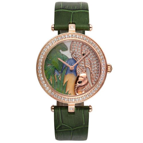 Đồng hồ nữ thời trang tráng men hình con voi đính pha lê lấp lánh Pinch L9509