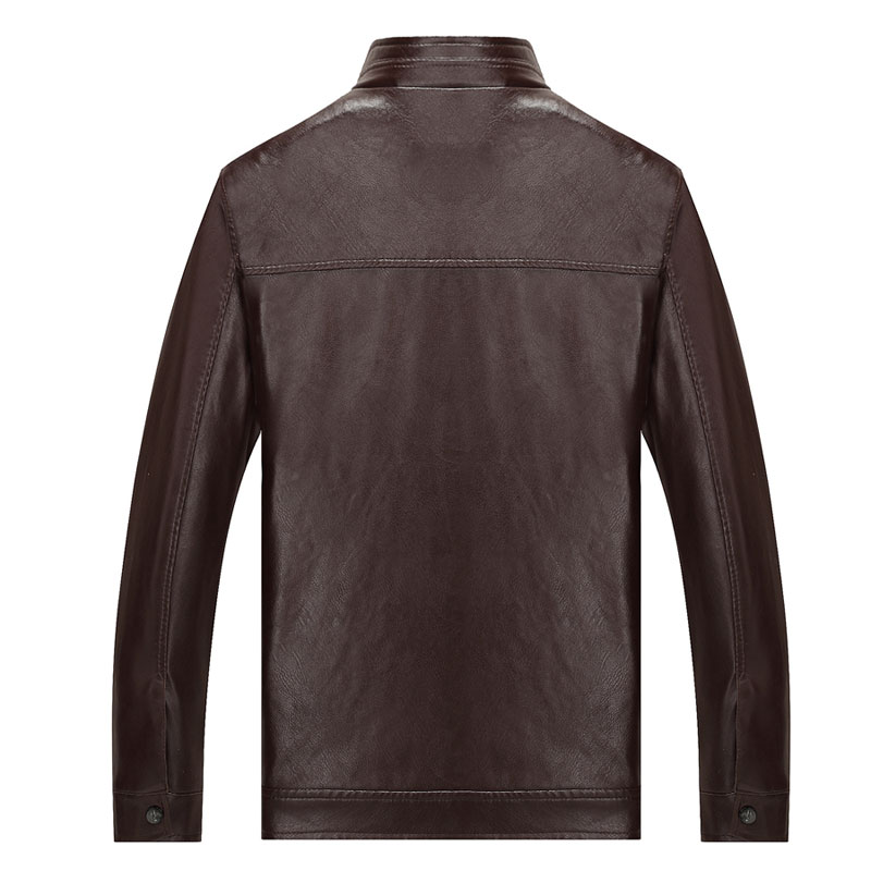 Áo Jacket da nam trung niên cổ đứng lót nỉ Men Leather