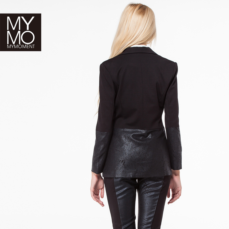 Áo vest nữ phối da style Menswear Mymo