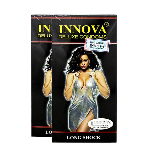 Combo 2 hộp bao cao su Innova Deluxe Condoms: Super Dotted kéo dài cuộc yêu