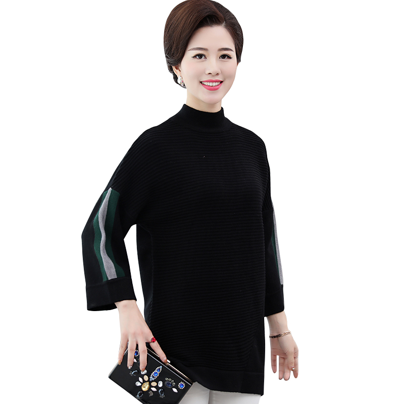 Áo len dệt kim nữ tay lỡ dáng dài vân sọc SMT