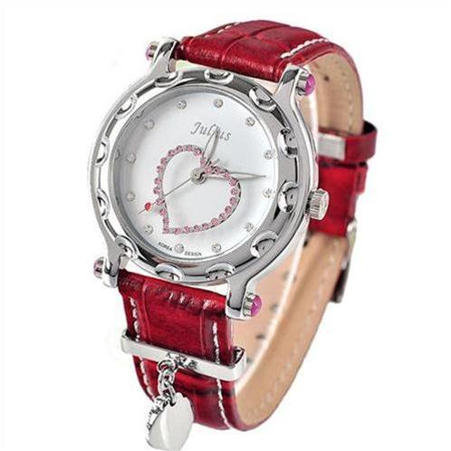 Đồng hồ nữ Julius JA-397 Trái tim hồng đính đá