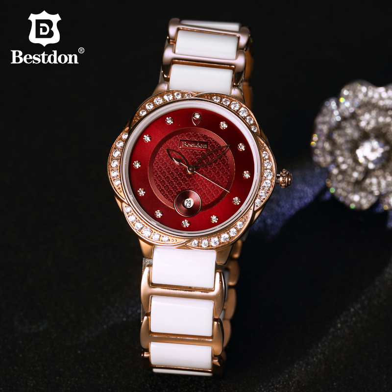 Đồng hồ nữ Bestdon viền hoa hồng đính đá pha lê