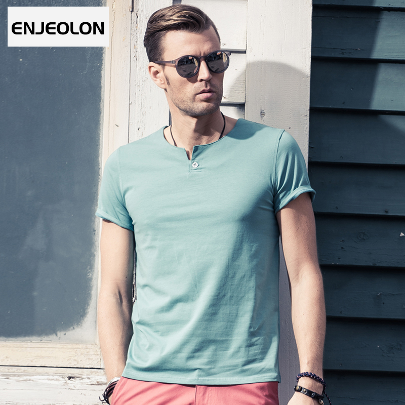 Áo T-Shirt nam cổ xẻ ngắn tay Enjeolon