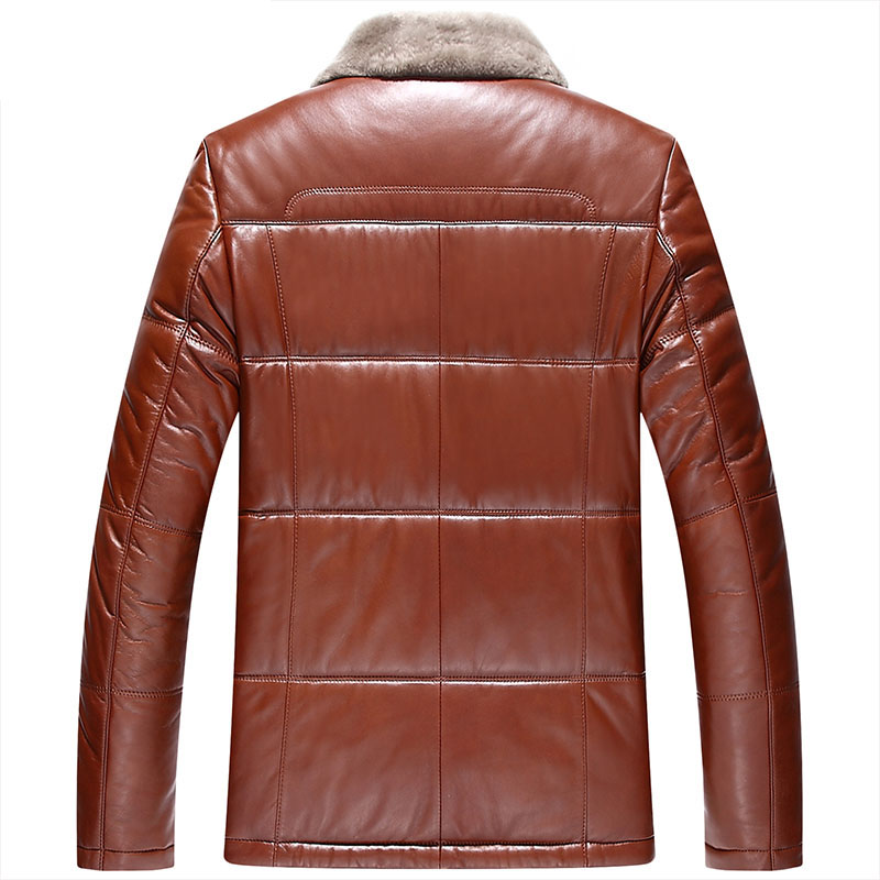 Áo Jacket nam da cừu cổ lông vũ WDD