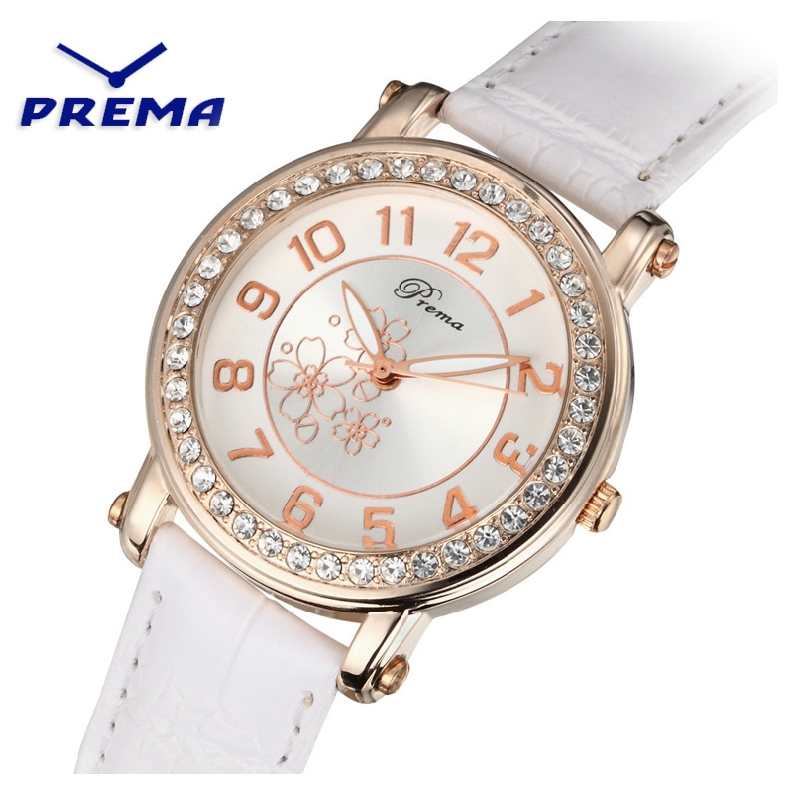 Đồng hồ nữ Prema mặt số viền đính đá