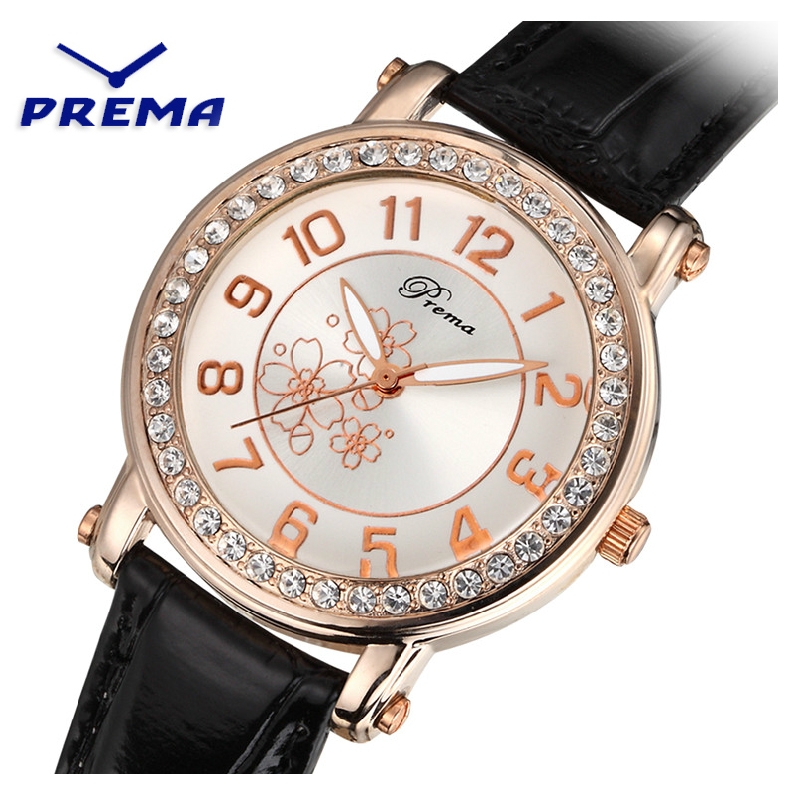 Đồng hồ nữ Prema mặt số viền đính đá
