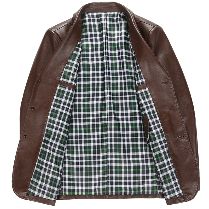 Áo jacket da nam giả vest HXDSL viền chỉ nổi túi hộp